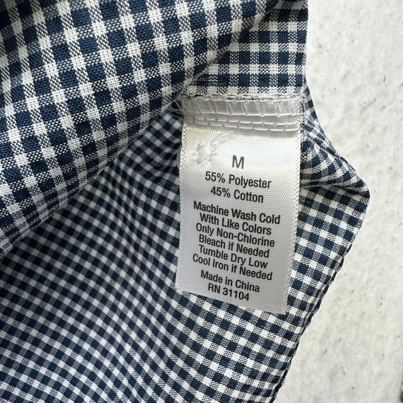 Crown & Ivy Shirt Mens Medium M Blue White Plaid Button Up Short Sleeve Classic - Picture 10 of 12